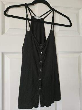 Old Navy Black Double-Strap Button-Front Camisole